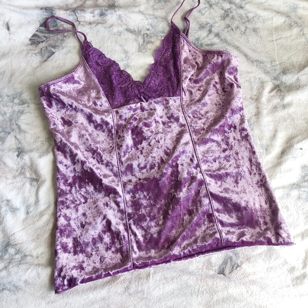 Lilac, Velvet, Lace Tank